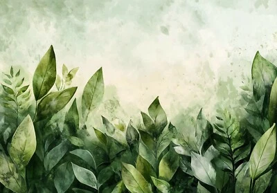 Photo Wallpaper Leaves Green Nature Plants Living Room FLEECE WALLPAPER XXL + PASTE - Image 1 of 4