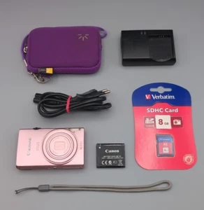Canon IXUS 125 HS 16,1MP Digital Compact Camera Pink 5x Zoom, Charger, SD, Case - Imagen 1 de 24