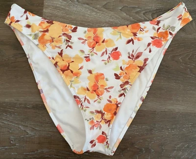 ABERCROMBIE & FITCH ~ Pantalones de natación de bikini de cintura alta talla XL ~ Floral ~ Naranja ~ Nuevos ~ Foto 1 de 3