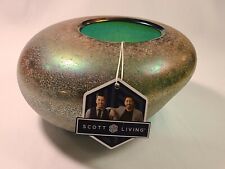 Scott Living Vase 5 Inch Glass Egg Clear Aqua - Irridescent Copper w/ Texture 
