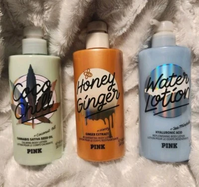 Victoria’s Secret PINK Body Lotion, Honey Ginger, Coco Chill, Water, Set of 3 - Image 1 of 2