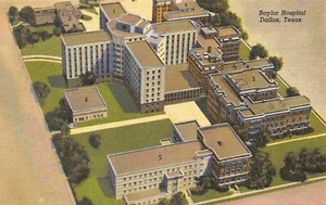 Baylor Hospital Dallas Texas 1940s linen postcard - Picture 1 of 2