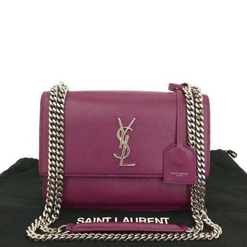 SAINT LAURENT (YSL) Saint Laurent Pelle di Vitello Monogramma Medio Tramonto Viola