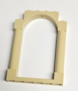 Lego Tan Door, Frame 1 x 6 x 7 Arched with Notches and Rounded Pillars 40066 New - Picture 1 of 4