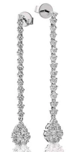 Pendientes de racimo de pera de diamante 1,75 quilates F VS corte brillante en oro blanco de 18 quilates - Imagen 1 de 1
