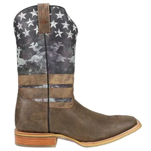 Tin Haul Freedom Patriotic Square Toe Pull On Cowboy Mens Brown Casual Boots 14 - Picture 1 of 5