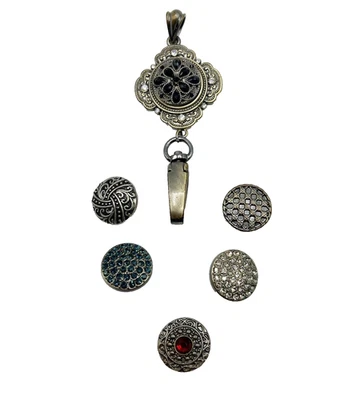 Ginger Snaps Jewelry Charm Lanyard Pendant Plus 6 Rhinestone Snaps .75" **READ - Image 1 of 4