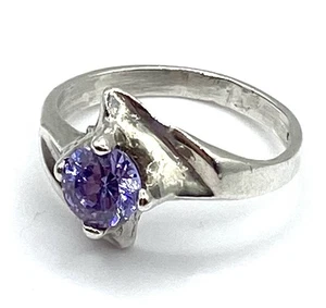 Modernist schöner Sterling Silber / 925 simulierter Tansanit Ring Größe 7 - Bild 1 von 10