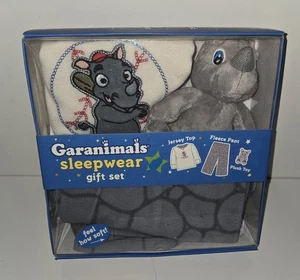 GARANIMALS * SLEEPWEAR PAJAMAS GIFT SET w/TOY 3T BOYS * BASEBALL RHINO GRAY GREY - Picture 1 of 4
