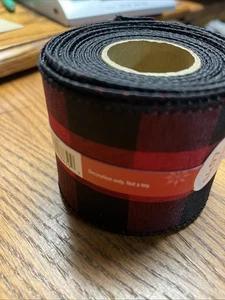 NEW Red & Black Check Plaid Wired Edge 25 ft. x 2.5” Ribbon Roll - Picture 1 of 3