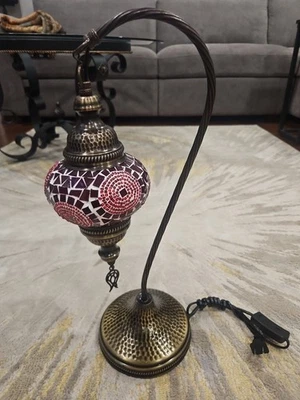 FOUR LAMPS Turkish Moroccan Mosaic Bohemian Medium Red Circle Lamp-4 Total Lamps - Image 1 of 4