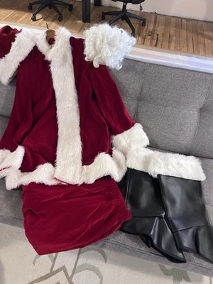 Velour Red Santa Suit - Super Deluxe Mall Quality Santa Suit Med - Lrg + Extras - Image 1 of 4