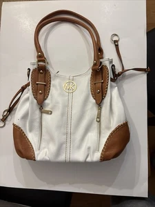 Michael Kors White And Brown Leather Purse Handbag As Seen - Bild 1 von 16