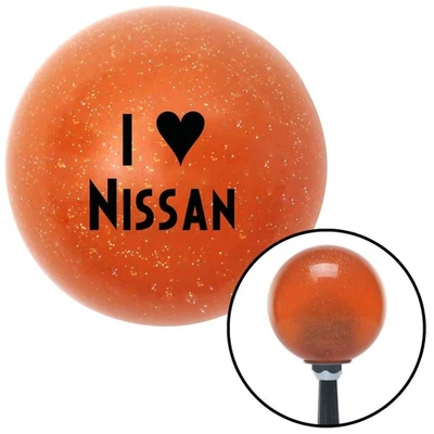 Black I <3 for NISSAN Orange Metal Flake Shift Knob w/ M16x1.5 Insert Shifter - Image 1 of 4