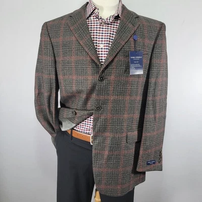 Daniel Cremiuex Men's Sport Coat Blazer Three Button Black Multicolor Wool 44R - Image 1 of 4