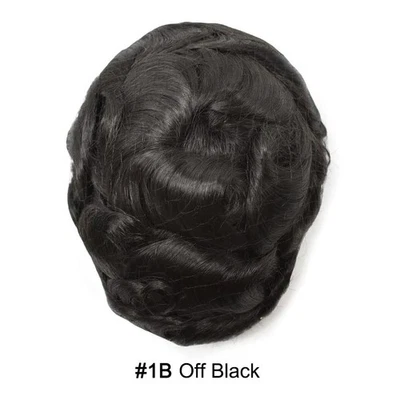 Sistema de substituição de cabelo humano masculino Toupee renda francesa 7x10 120% 1B# OFF PRETO - Imagem 1 de 4