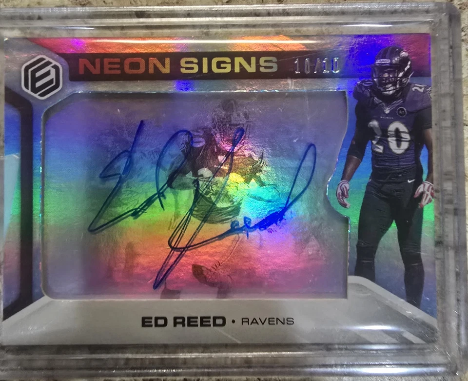 2019 Panini Elements Neon Signs Tier 1 Ed Reed #NS1-ER Blue /10 (AU) - Image 1 of 4