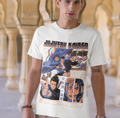 Geto T-shirt Jujutsu Kaisen Suguru Gojo Satoru JJK Girl Anime T-shirt - White - Image 1 of 4