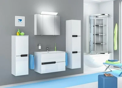 NEU Badmöbel Set SPECTRA 80 Weiß-Anthrazit Hochglanz verschiedene Variante - Bild 1 von 4