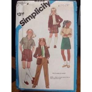 Giacca, pantaloni, pantaloncini, gonna vintage modello semplicità 6553 ragazza NON TAGLIATA (1984) - Foto 1 di 2