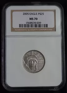 2005 $25 1/4 oz Platinum US Eagle Liberty Coin MS70 NGC Better Date - Picture 1 of 4