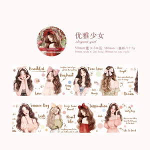 Flowers Lady Girls PET Tape Stickers Junk Journal Planner Scrapbooking Supplies - Picture 1 of 16