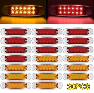 20pcs Marker Lights 6.2" LED Truck Trailer Oval Clearance Side Light Amber Red - Foto 1 di 12