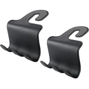 Car Headrest Hooks for Purses and Bags Leather Metal Backseat Black 2-pack Hook - Picture 1 of 8