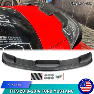 GT500 Style Carbon Fiber Look Rear Trunk Spoiler Wing For 2010-2014 Ford Mustang Foto 1 de 4
