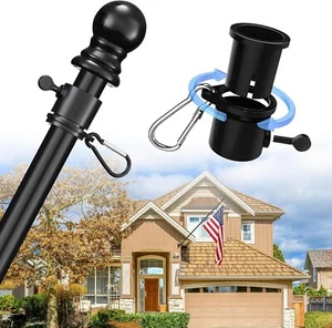 Black Flag Pole for Outside House,5ft 1 inch Diameter Tangle Free Stainless Stee - Picture 1 of 7
