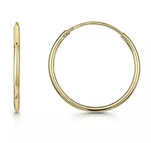 9ct Gold Plain 10mm - 20mm Hoop Sleeper Hoops / Sleepers / Earrings - Picture 1 of 11