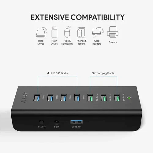Aukey cb-h19 hub usb 3.0 da 36w 4 porte di trasferimento 3