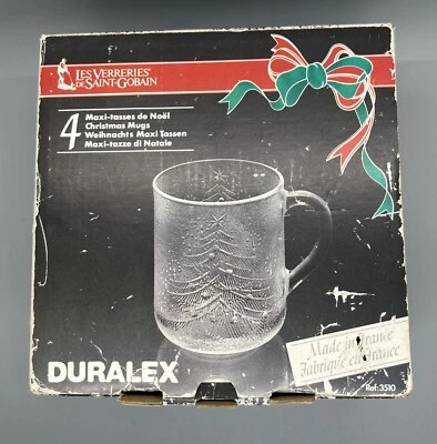 Juego de 4 tazas de Navidad Duralex vintage #3510 hechas en Francia caja original sin usar Foto 1 de 4