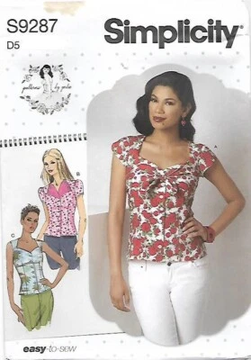 B130 SIMPLICITY S9287: SUMMER TOP SIZE 4-12 SEWING PATTERN - Image 1 of 3