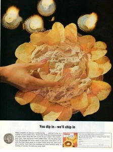 Vintage advertising print FOOD Lipton Soup Onion You Dip in we chip in 1963 ad - Picture 1 of 1