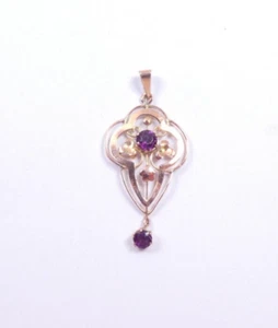 Amethyst Rose Gold Pendant circa 1920 - Picture 1 of 6