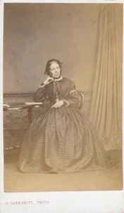 CDV Antique Photo Carte de Visite Older Woman Striped Dress Ryde Isle Wight - Picture 1 of 5