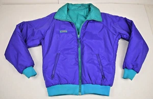 Vintage Jacket Columbia Size S/M 90s Purple Turquoise Color Blocking Reversible - Picture 1 of 11