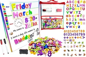 Magnetic Easel & Dry Erase Board - Includes Markers, Magnetic Letters, Numbers - Picture 1 of 6