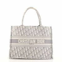 Christian Dior Dway Grey White Oblique Canvas Logo Slide Mule Heel 