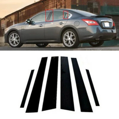 6x For Nissan Maxima 2009-2015 Glossy Black Pillar Posts Door Trim Window Cover Foto 1 de 4