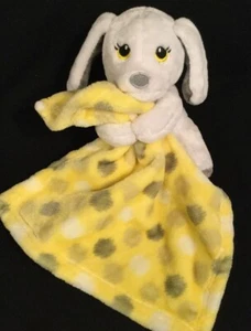 Little Beginnings White Puppy Dog Baby Lovey Yellow Polka Dots Security Blanket - Picture 1 of 5