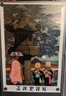 Vintage 1970s Travel Poster Japan Komuso Zen Monks Samurai Warrior Original
