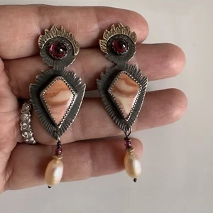 Vintage Julie Shaw Designs Sterlingsilber & 14k Gold oxidiert Ohrringe - Bild 1 von 13