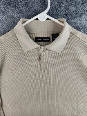 Jhane Barnes Polo Shirt Sweater Long Sleeve Beige Silk Nylon Blend Knit Adult - Image 1 of 4
