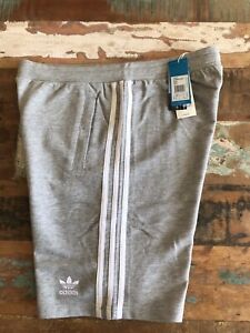 Adidas Originals Men's 3 Stripe Cotton Fleece Shorts Grey Size XL....LAST PAIR!