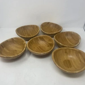 (6) Cuenco tallado moderno de madera de bambú de mediados de siglo 6,5"" - Imagen 1 de 20