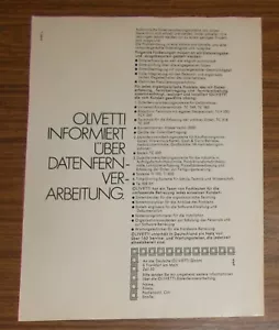 Seltene Werbung OLIVETTI informiert über Datenverarbeitung 1970 - Picture 1 of 1
