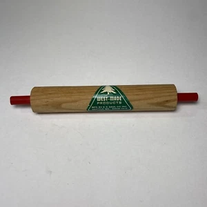 Vintage Werbung Holz Spielzeug Nudelholz rote Griffe WEST MADE Products Seattle - Bild 1 von 5