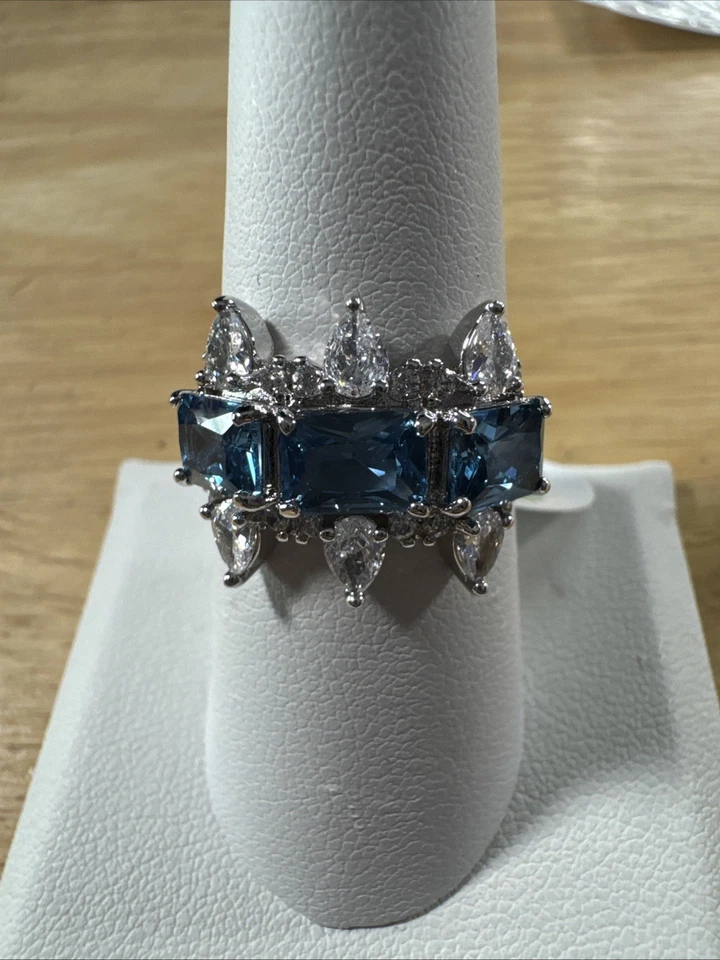 Bomb Party RBP6468 Size 8 Ring FEELING ALIVE Blue Zircon Spinel On Rhodium.💙 - Image 1 of 1